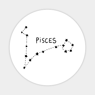 Zodiac Sign - Pisces Black Magnet